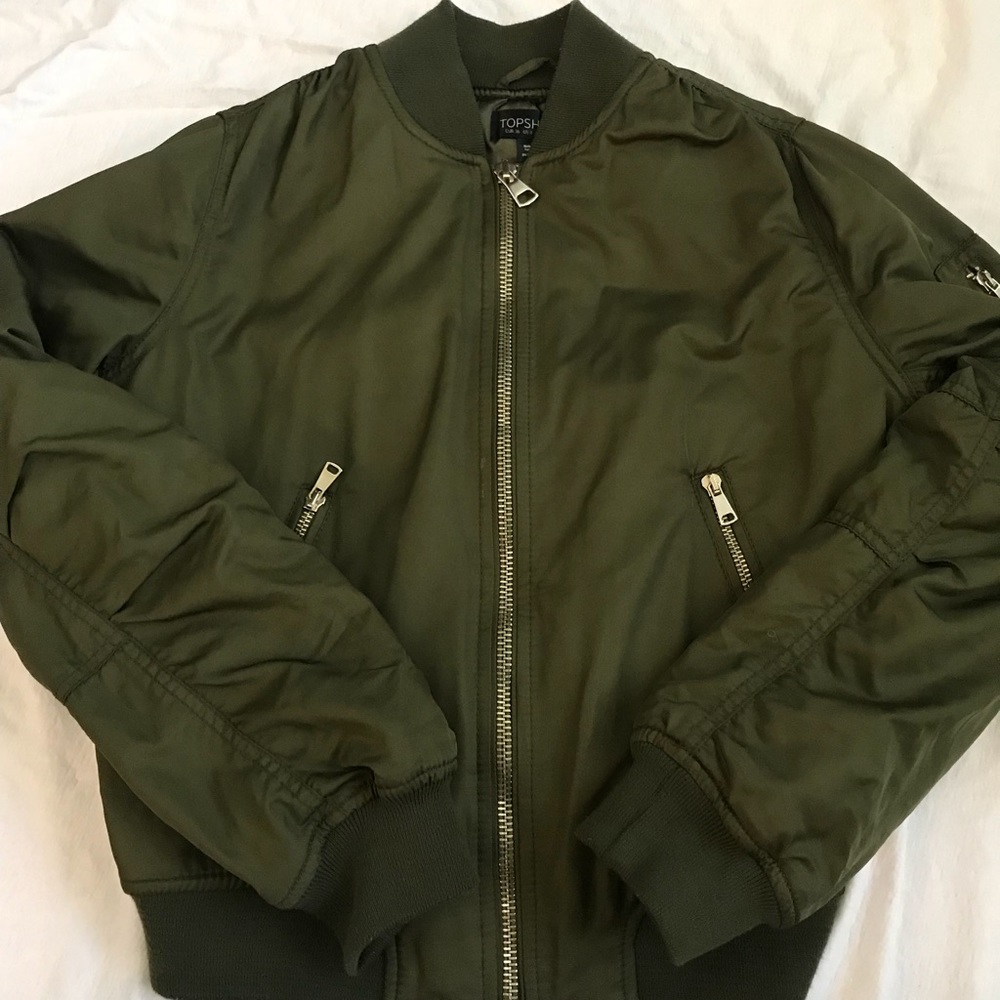 Topshop bomber jacket in green